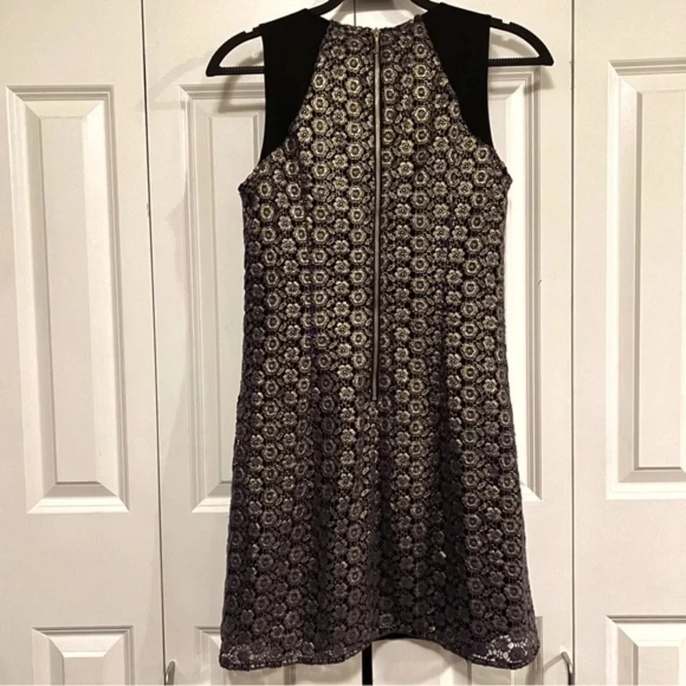 Juicy Couture Gold Overlay Embroidered Black Dress Size 4 - Picture 9 of 12